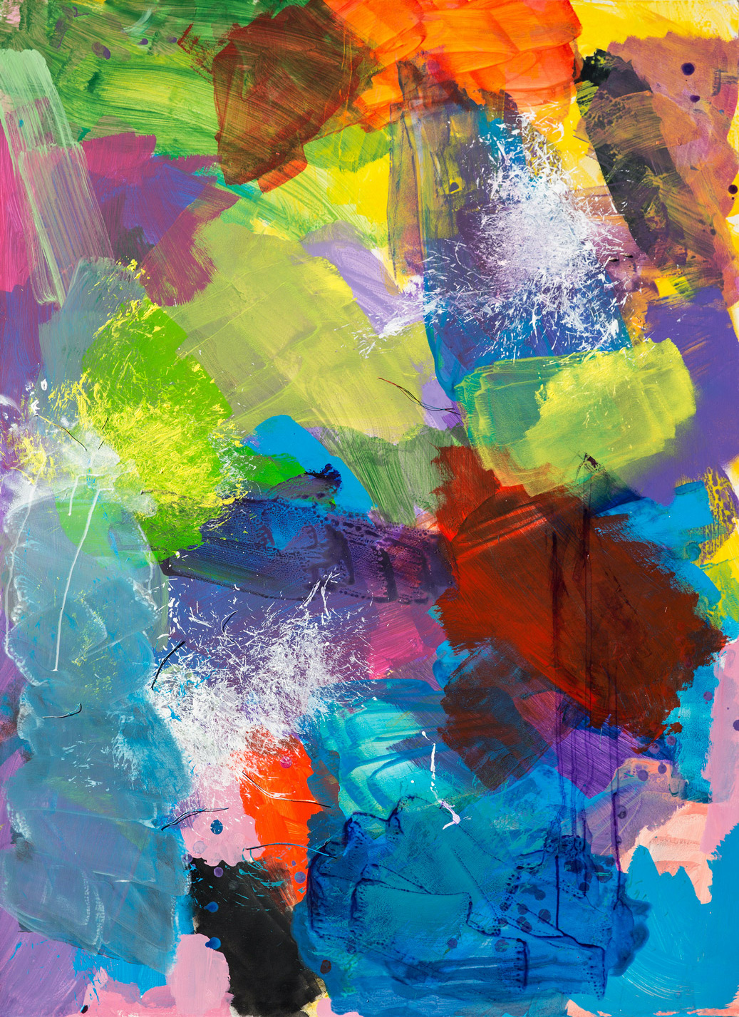 Large portrait of bright colourful abstract