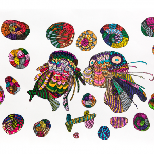 Colourful illustration of sealions