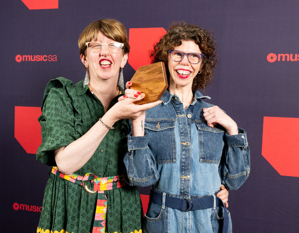 The Sisters of Invention collecting their award from Music SA Awards