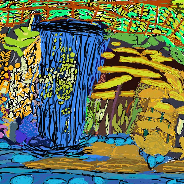 Jacko Hooper, A Jungle Forest Waterfall, 2025, digital drawing