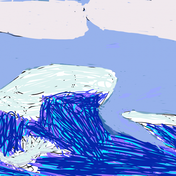 Jacko Hooper, Ocean Waves and Clouds, digital drawing