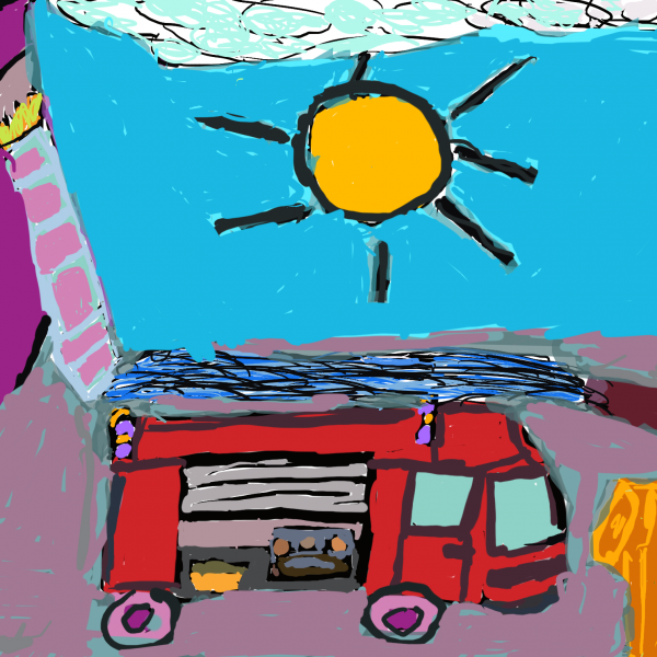 Jacko Hooper, The Firefighter at Student Party, 2026, digital drawing