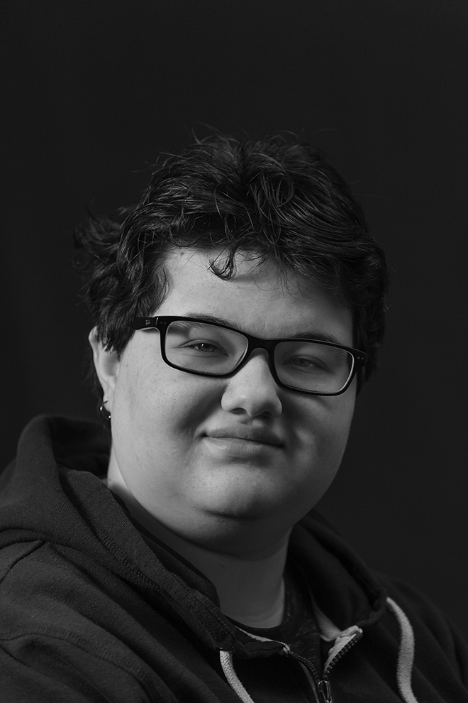 Black and white headshot of Jordan. 