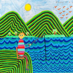 Drawing Of A Guy Fishing