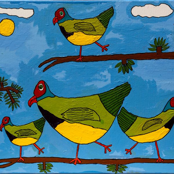 Painting Of Birds Standing On One Leg