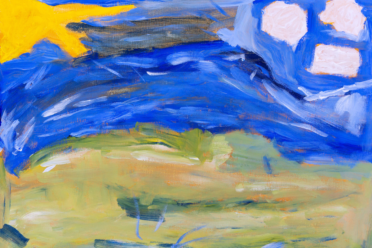 Artwork: Megan Long, Beach Still Life Drawing (2026) Acrylic on Canvas