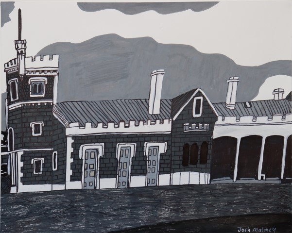 Monochrome drawing of The Glanville Hall in Port Adelaide