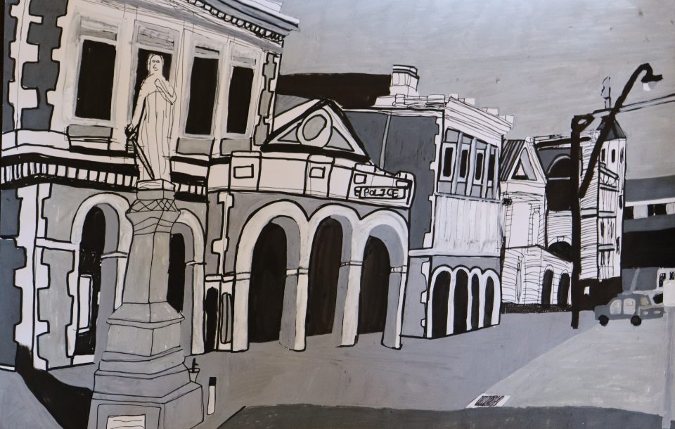 Artwork:  The Workers Memorial and Black Diamond Corner.