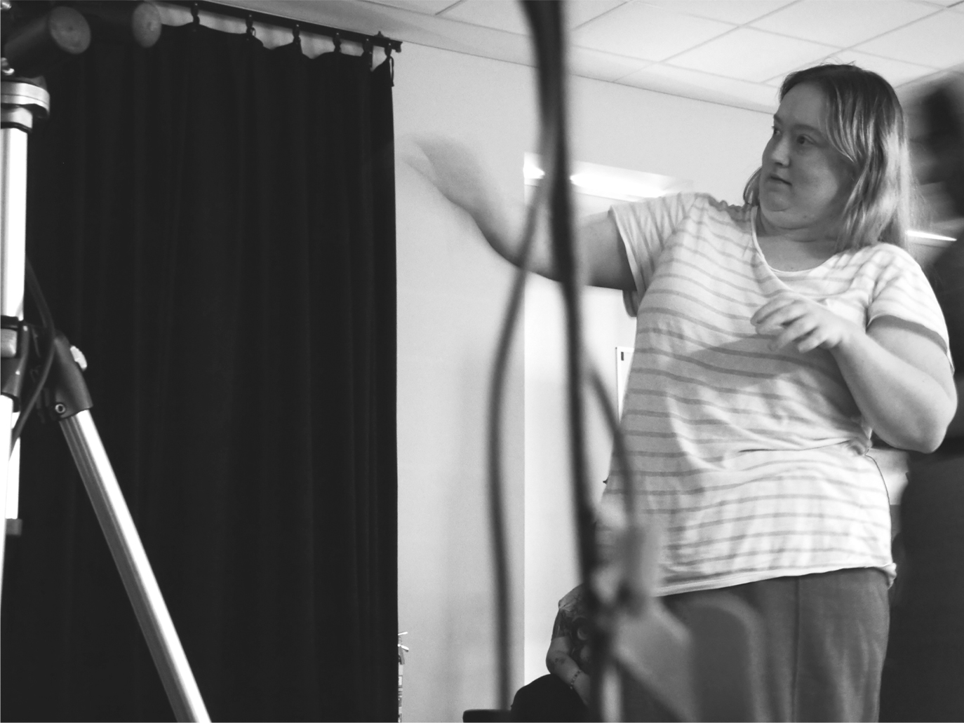 Kathryn working on the project and moving in front of the camera.