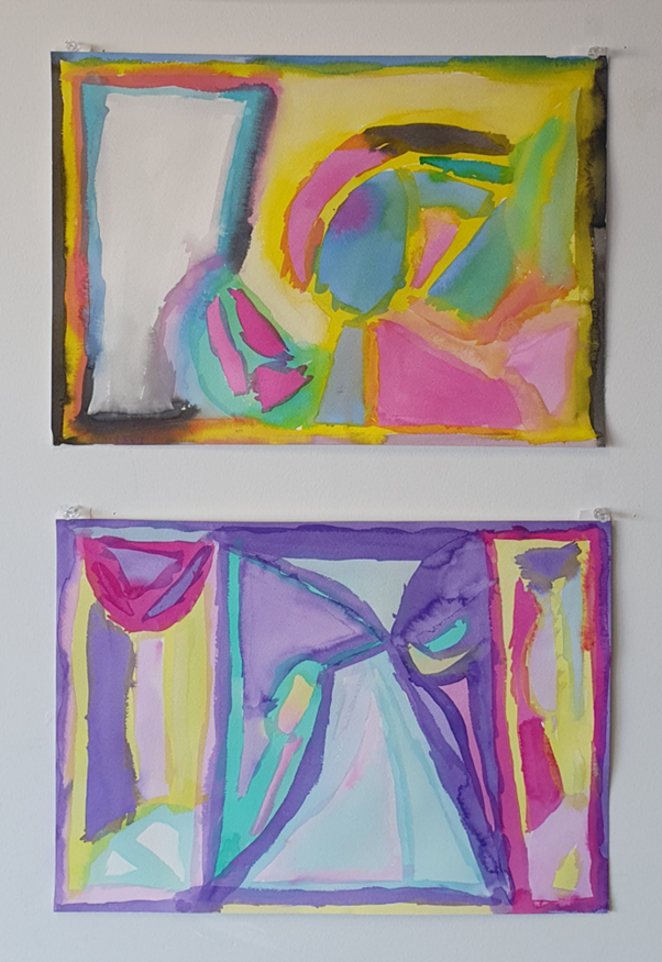 two artworks made using inks. 