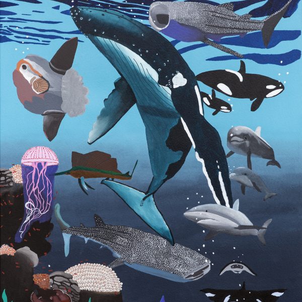 Banjobe Hunt, Ocean, 2023, acrylic on canvas, 59cm x 115cm