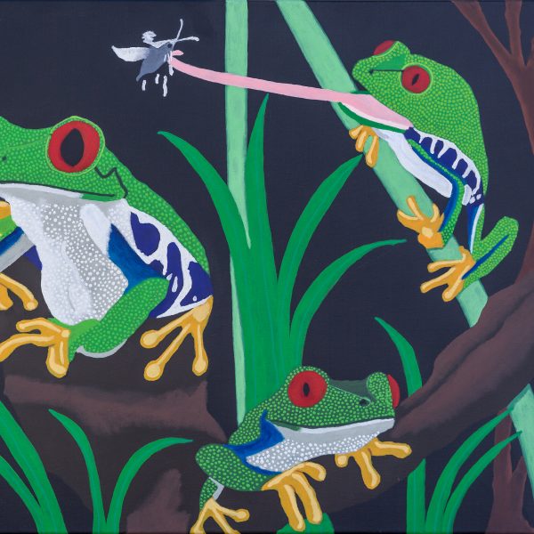 Banjobe Hunt, Frogs, 2021, acrylic on canvas, 60cm x 75cm